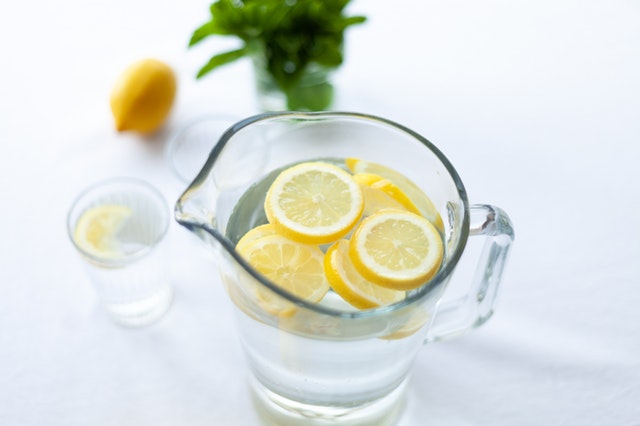 Sliced lemon in water